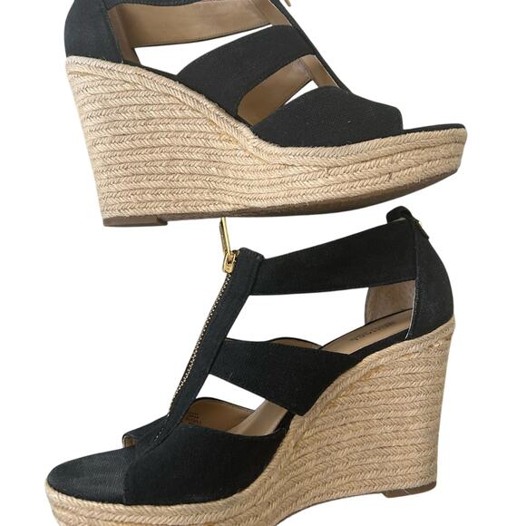 Michael Kors Black Women's Berkley Espadrille Platform Wedge Sandals - Picture 4 of 4